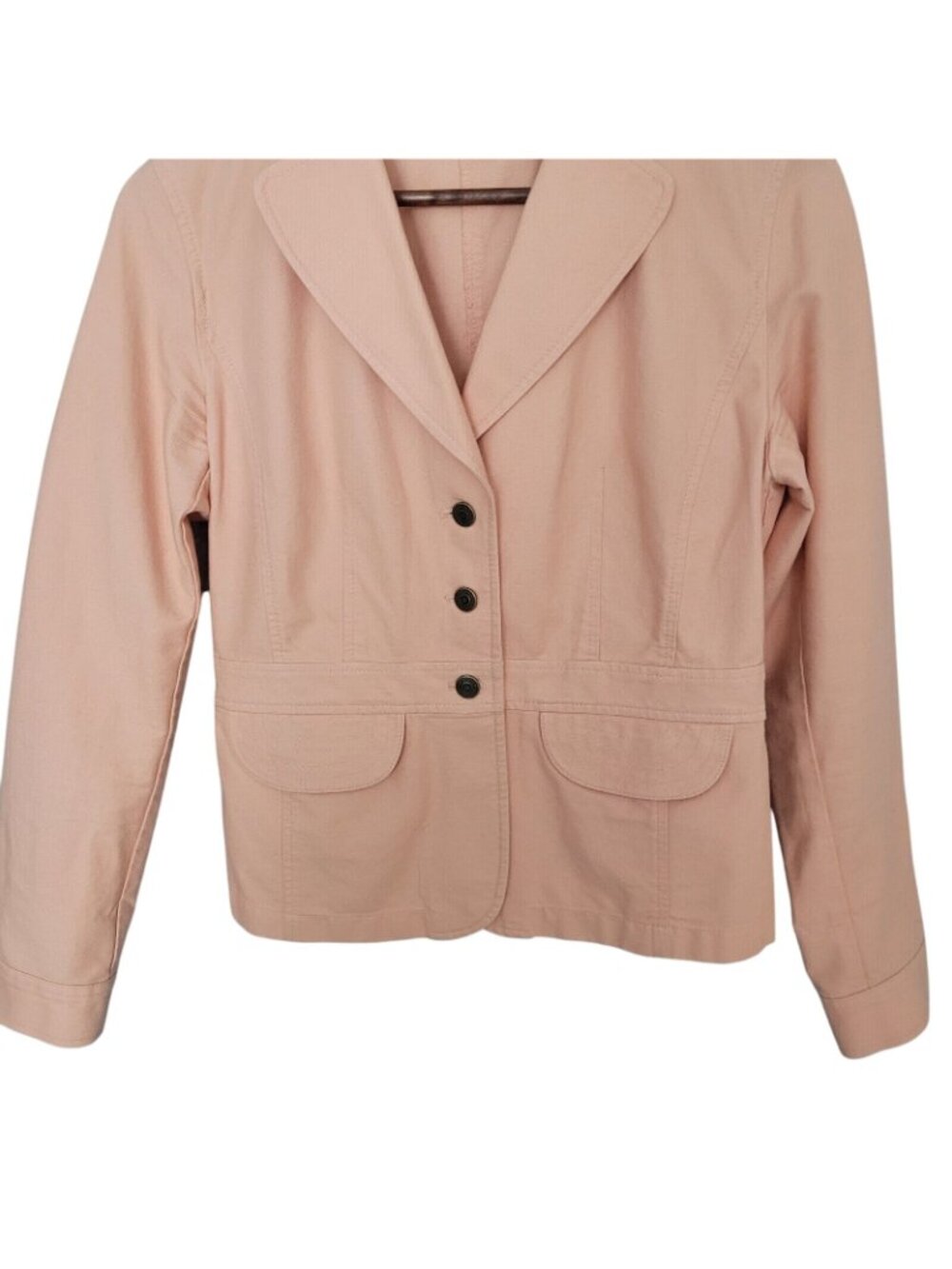 Ann Taylor Loft Lightweight Jacket Womens Size 4 Peach Pockets 3 Button Casual - Picture 11 of 12